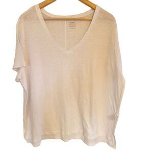 Old navy boyfriend short sleeve linen blend plus size XXL white blouse